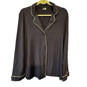 Nordstrom Lingerie Women Long Sleeve Button Front PJ Pajama Top Soft Sz M Blue